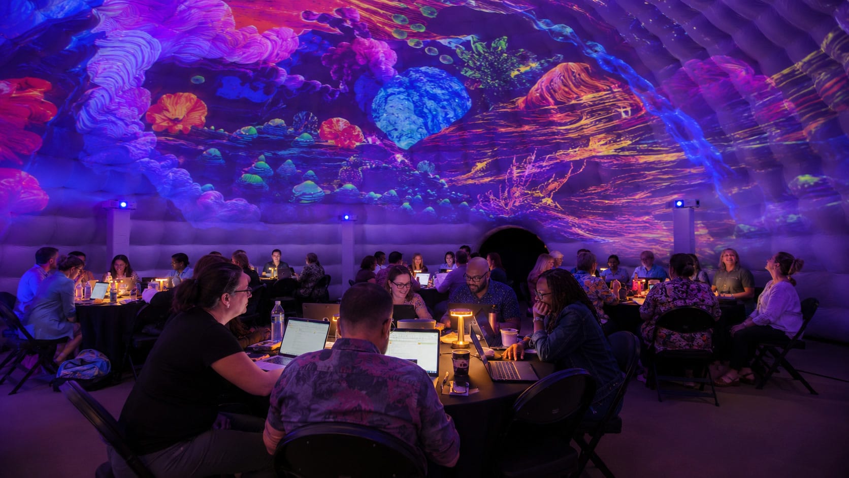 Inside the 360 AI Lab projection dome — an immersive AI environment