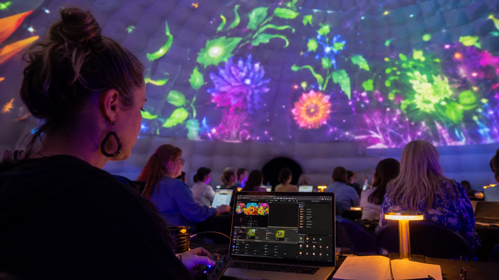 Participants creating with AI tools at the 360 AI Lab workstation