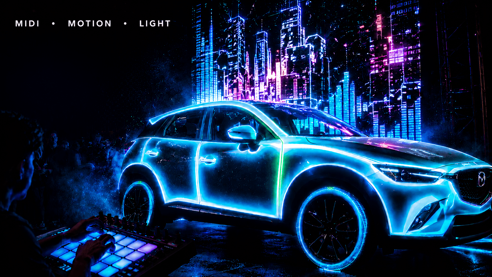 Mazda brand activation with interactive projection and MIDI-driven lighting